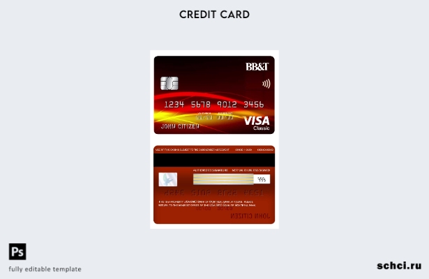 цифровая загрузка шаблона классической карты Visa банка USA BB&T Corp.